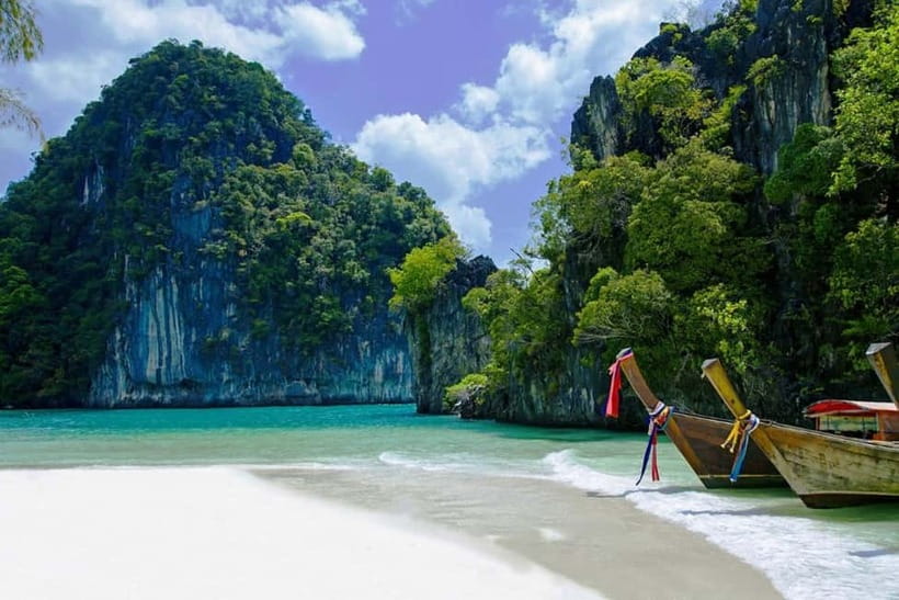 From Ao Nang Hong Island Longtail Cruise with Sunset Dinner - Hong Island: beach, snorkeling, and the high view