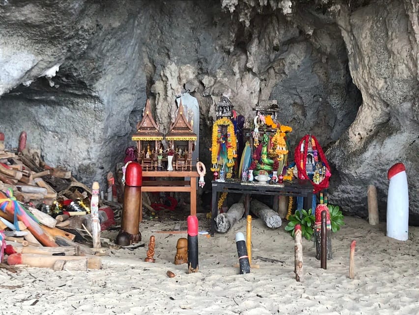 Krabi: 4 Island Whirlwind Tour with Caves, Sandbars & Reefs - Phra Nang Beach and its Sea Goddess Shrine