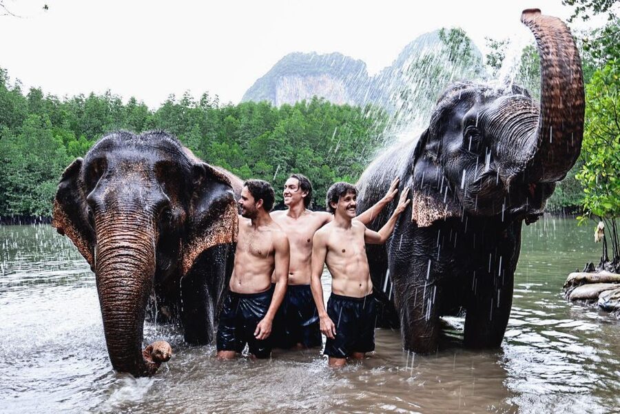 Krabi: Elephant Bathing Session at Krabi Elephant Shelter - Bathing and showering in the outdoor setting
