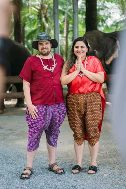 Krabi: Elephant Feeding Program with Traditional Thai Dress - Changing into Thai dress at Krabi Elephant Shelter