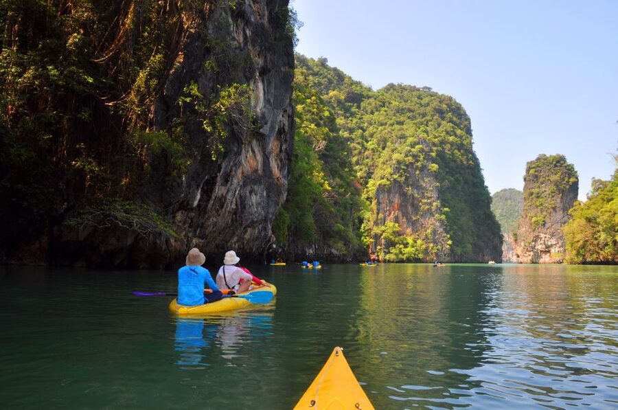 Krabi: Guided Kayaking Tour at Ao Thalane - Getting comfortable in the kayak