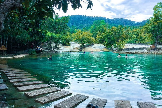Krabi: Jurassic Jungle Kayak and Phra Nang Cave Beach Tour - Swimming in the emerald lagoon